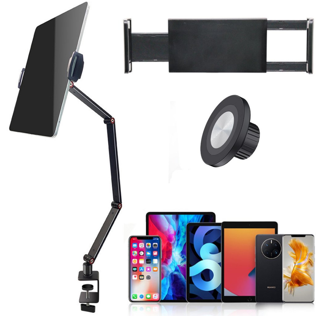 Suporte Para Monitor Portátil Tablet Celular 360 ° Giratório Com Ajustável Braçadeira De Mesa e Cama