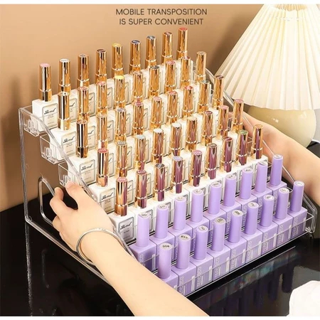 Caixa Acrílica Porta Organizadora com 5 Prateleiras esmalte em cosméticos Expositor de Esmaltes Acrílico Transparente