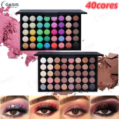 Paleta de Sombras com 40 Cores - Acabamento Matte e Shimmer, Alta Pigmentação, Efeito Esfumado e Longa Duração.