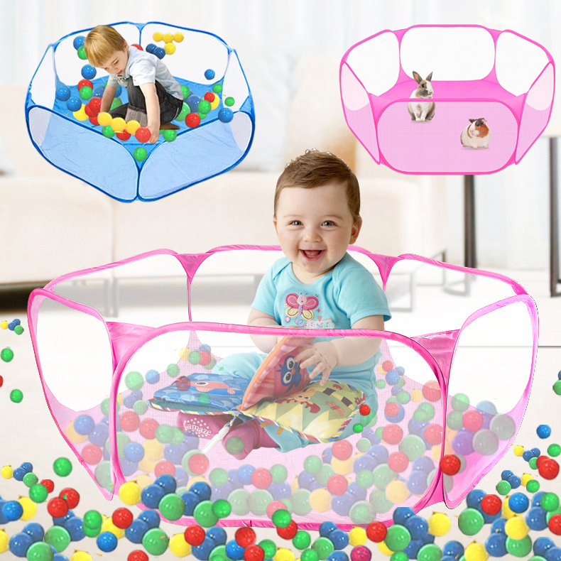 Play Tent Oceânica + Cercadinho 120cm Hexagonal | Dobrável Para Bebês/Pets | Interior Ball Pool Infantil com