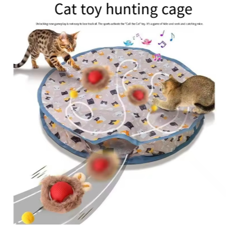 Brinquedo interativo para gatos para uso interno com bola que rola rapidamente para diversão simulada tapete de brincar