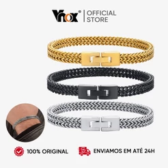 Vnox Elegante Bali Foxtail Cadeia Pulseira De Aço Inoxidável Para Homens Pulseiras De Elo Duplo