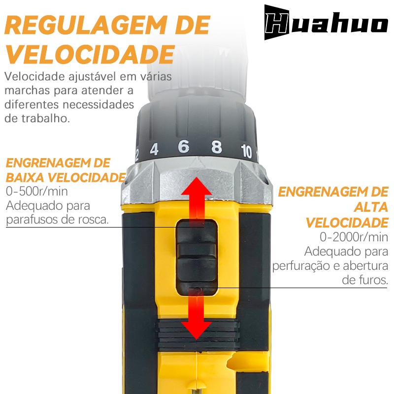 Parafusadeira Furadeira Elétrica Amarela / Verde 26V/68V 2 Baterias Com Maleta e Acessórios Completo — foto 4