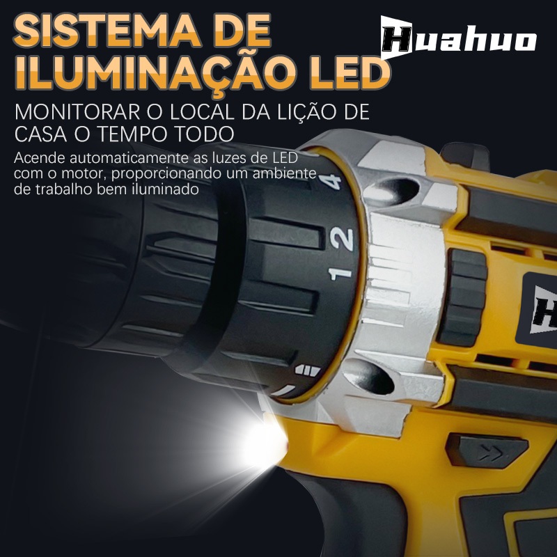 Parafusadeira Furadeira Elétrica Amarela / Verde 26V/68V 2 Baterias Com Maleta e Acessórios Completo — foto 8