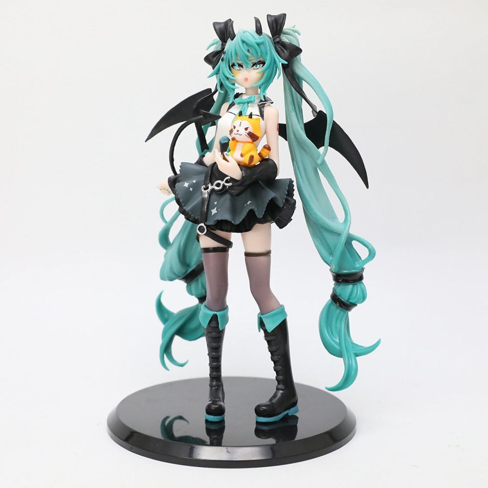 18cm Anime Pequeno Diabo Hatsune Miku Artesanal Guaxinim Huyin Anjo Escuro PVC Modelo Animação Ornamentos Periféricos