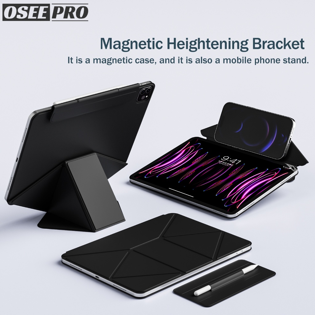 Capa Para iPad Com Suporte De Aumento Magnético Osee Pro Air 6 7 13 11 5 4 10 11 mini Magnética Tablet Sem Borda Fivela