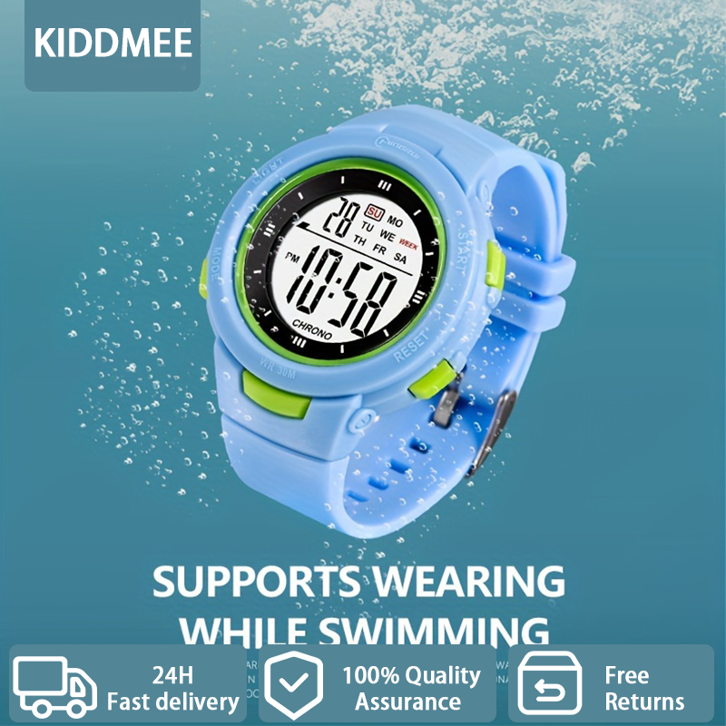  KIDDMEE Relógio Digital Infantil Relógio à Prova d'Água para Natação Relógio Esportivo Colorido Relógio de Pulso Jam