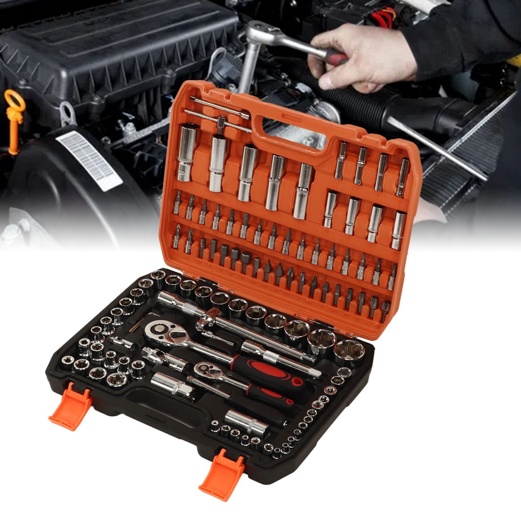 Conjunto de 108 peças de ferramenta de combinação de soquete, chave de catraca, 