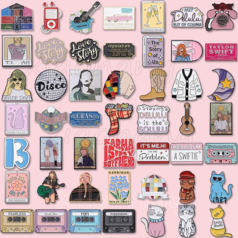 Taylor Swift Esmalte Pins Cantor Famoso Broche Música História De Amor Pin Lapela Crachás Jóias Presentes Para Amigos Fãs