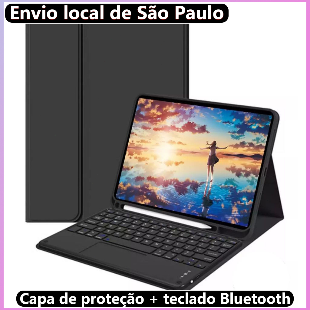 Capa Para Tab Galaxy S7/S8/S9/S9PE/S10PE 10.9/11 Com Teclado De Couro Sintético 