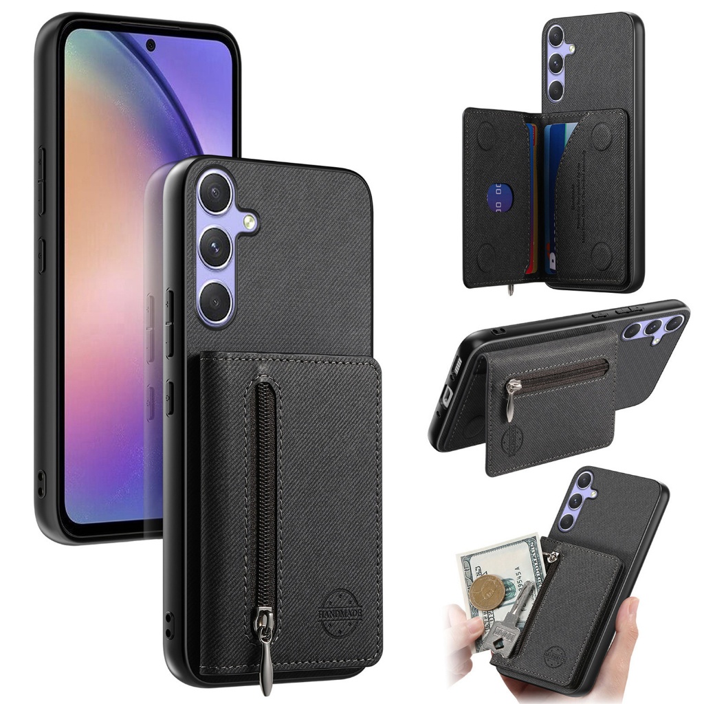 Para Samsung Galaxy A57/A37/A17/A07/A56/A36/A26/A16/A06/A55/A35/A25/A05S/A54/A34/A24/M56 Caso Com Zíper Carteira Slot Ca