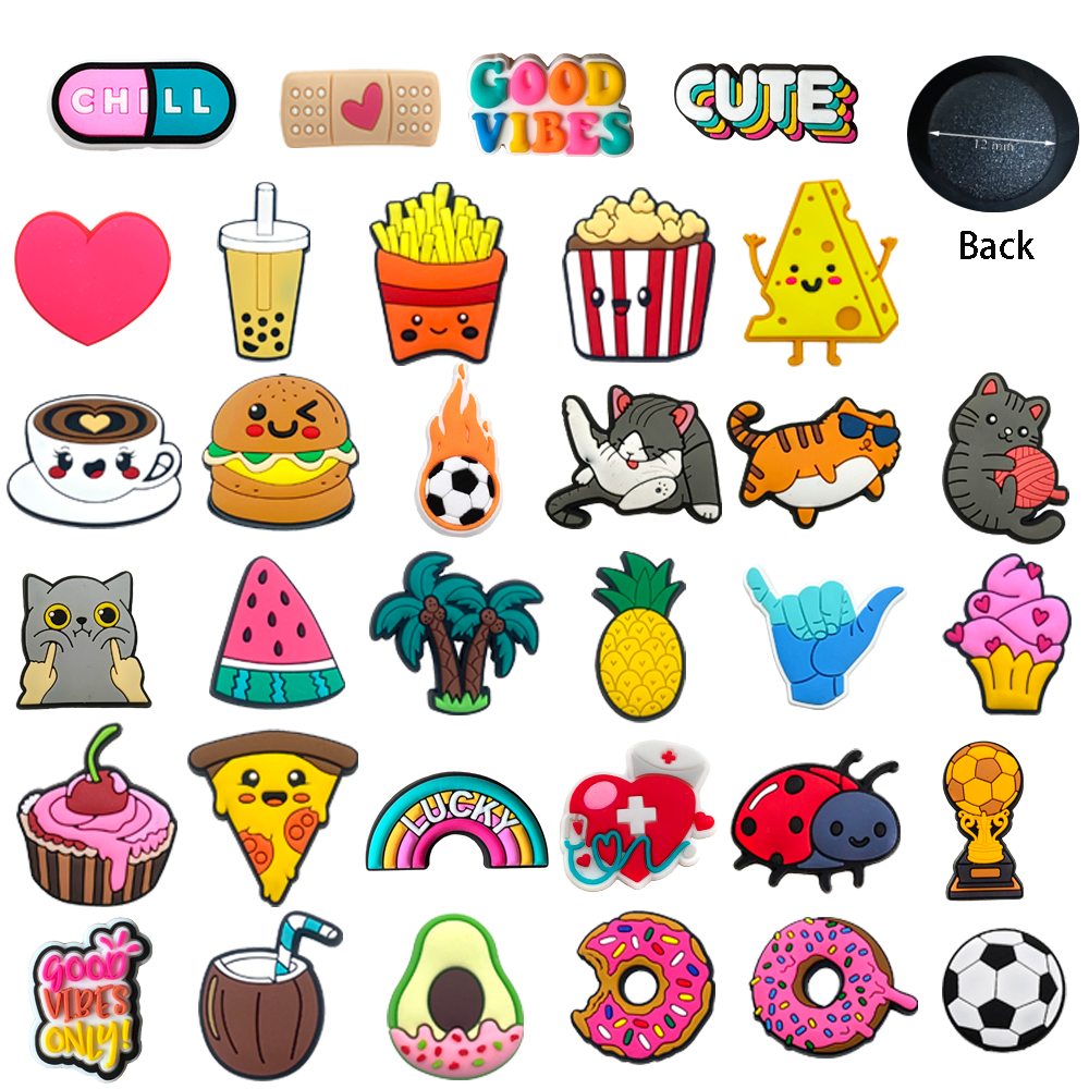 MEIDJ 1 Peça Amuletos De Sapato Decrations Desenhos Animados Batatas Fritas Donut Sandálias Fivela Botão De Acessórios D