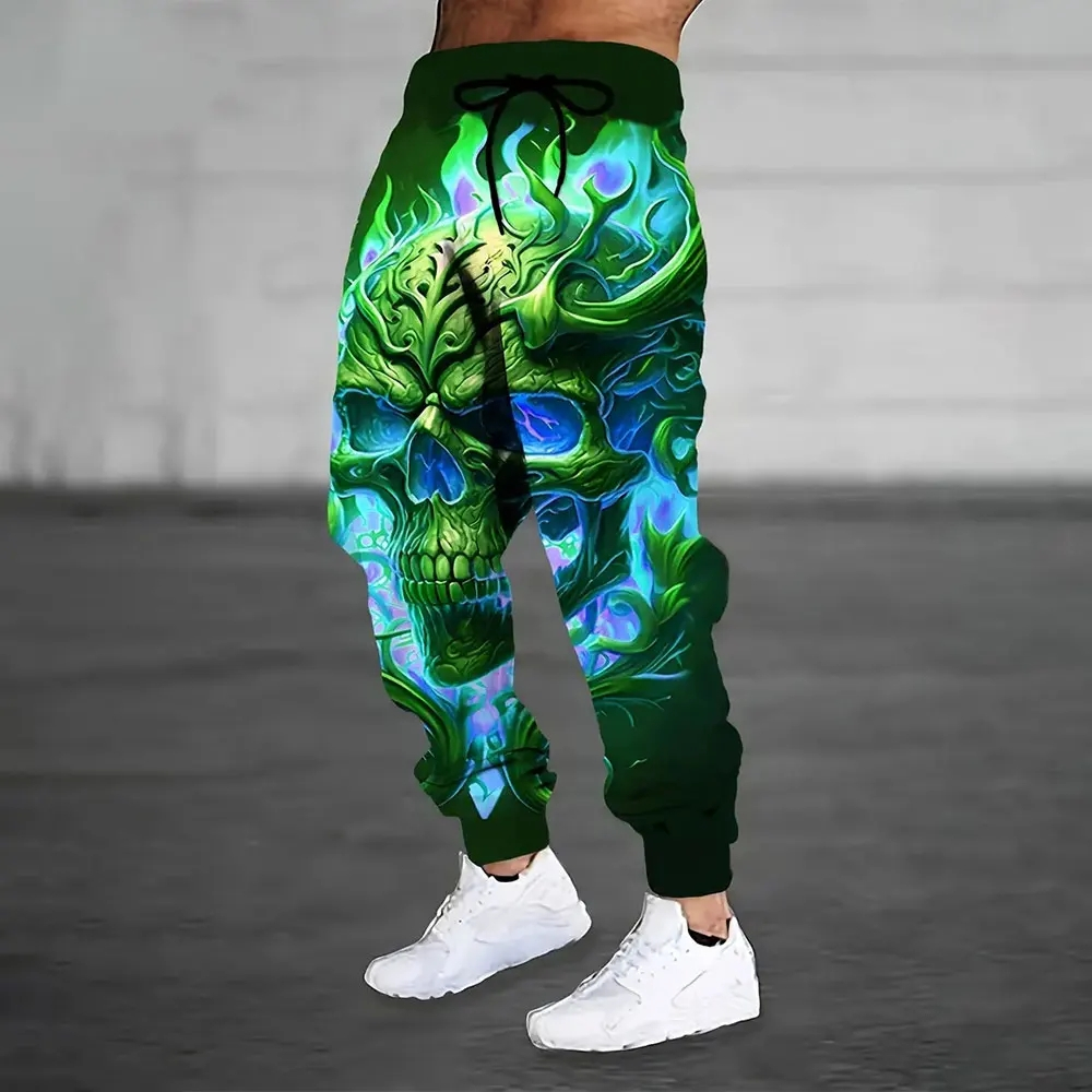 Moda Masculina Primavera E Outono Calças Esportivas Crânio 3D Impresso Masculinas Femininas Rua Lazer Esportes Jogging