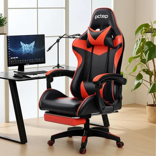 Imagem Cadeira Gamer Jogos e Escritório Reclinável Ergonômica Em Couro Pu Com Apoio Para Pés Confortável