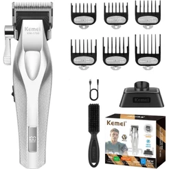 Kemei Profissional Barbeiro Máquina De Cortar Cabelo Elétrica Sem Fio Aparador De Poderosa Recarregável Corte Para Homem