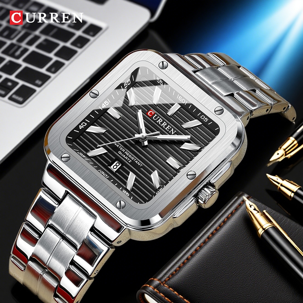 Relógio Masculino Autêntico CURREN Com Pulseira De Aço Inoxidável Elegante Desig