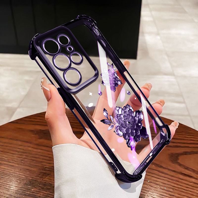 Capa De Telefone VRQR Para Samsung Galaxy S24 S25 S26 Plus Ultra FE S24 + S25 + S26 + Invólucro Elegante Rosa Lótus Tran em Oferta na Shopee