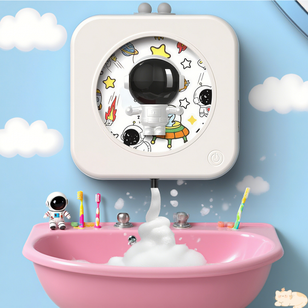 Dispensador automático de sabão com sensor infravermelho para dispensador de sabão líquido em espuma, estilo astronauta