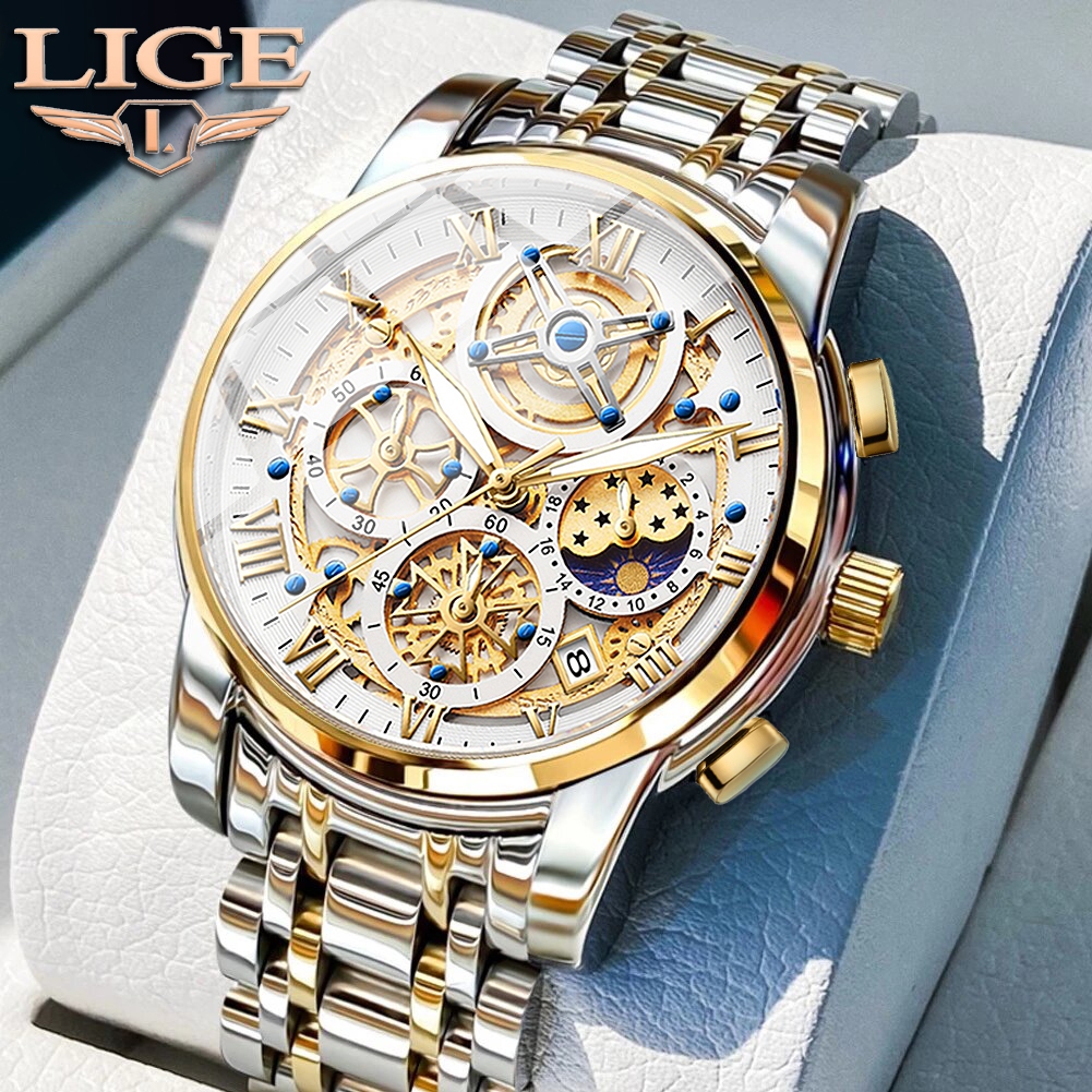 Relogio Masculino LIGE Relógio à prova d'água para homens de alta marca de luxo relógios moda negócios esportes quartzo em Oferta na Shopee