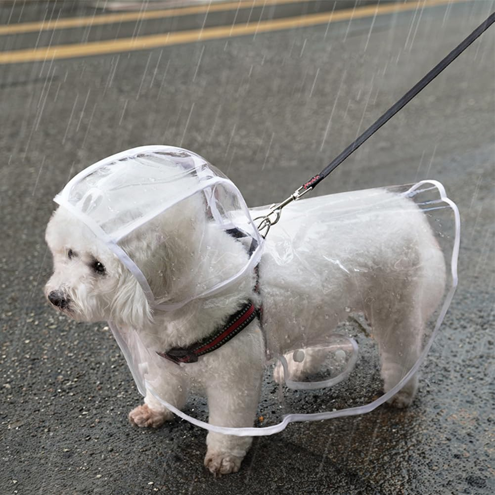 Capa de Chuva Pet Impermeável Transparente com Capuz para Cachorro e Gato Proteção