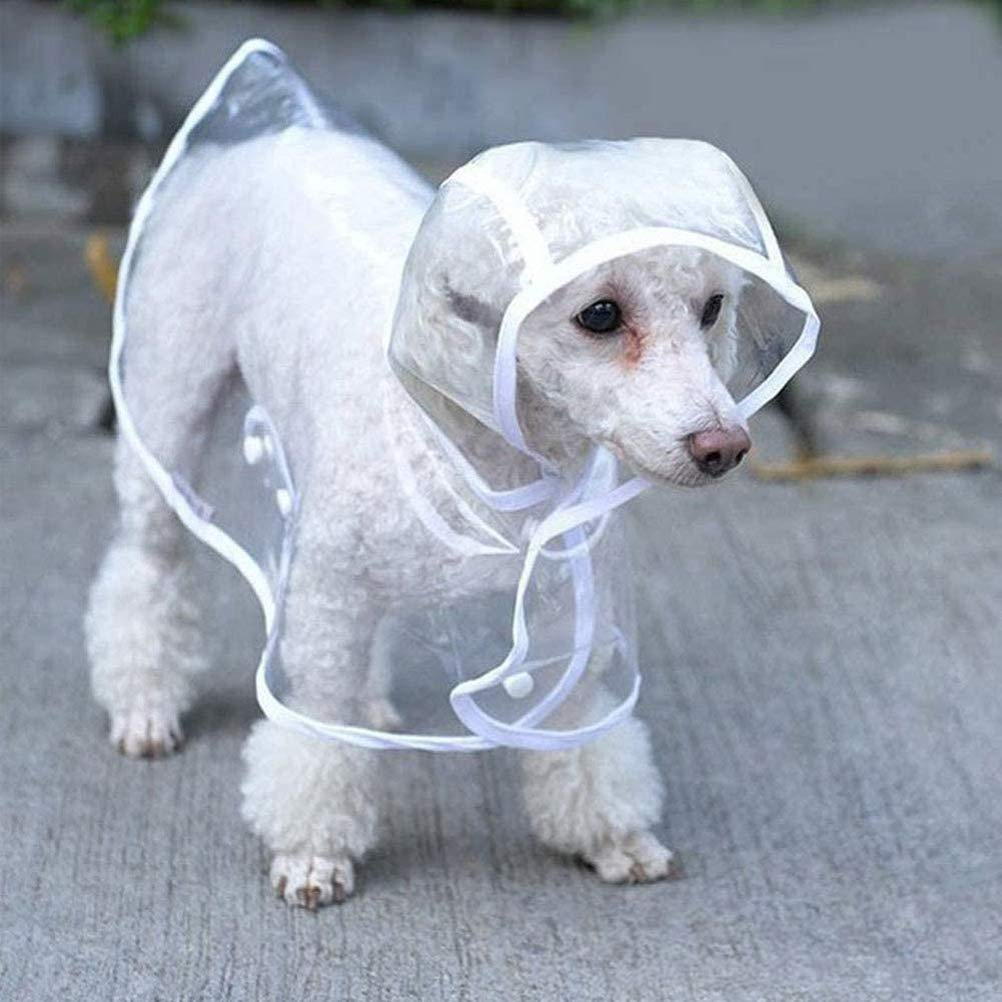 Capa De Chuva Para Cães Transparente Impermeável / Jaqueta Com Capuz Para Animal De Estimação