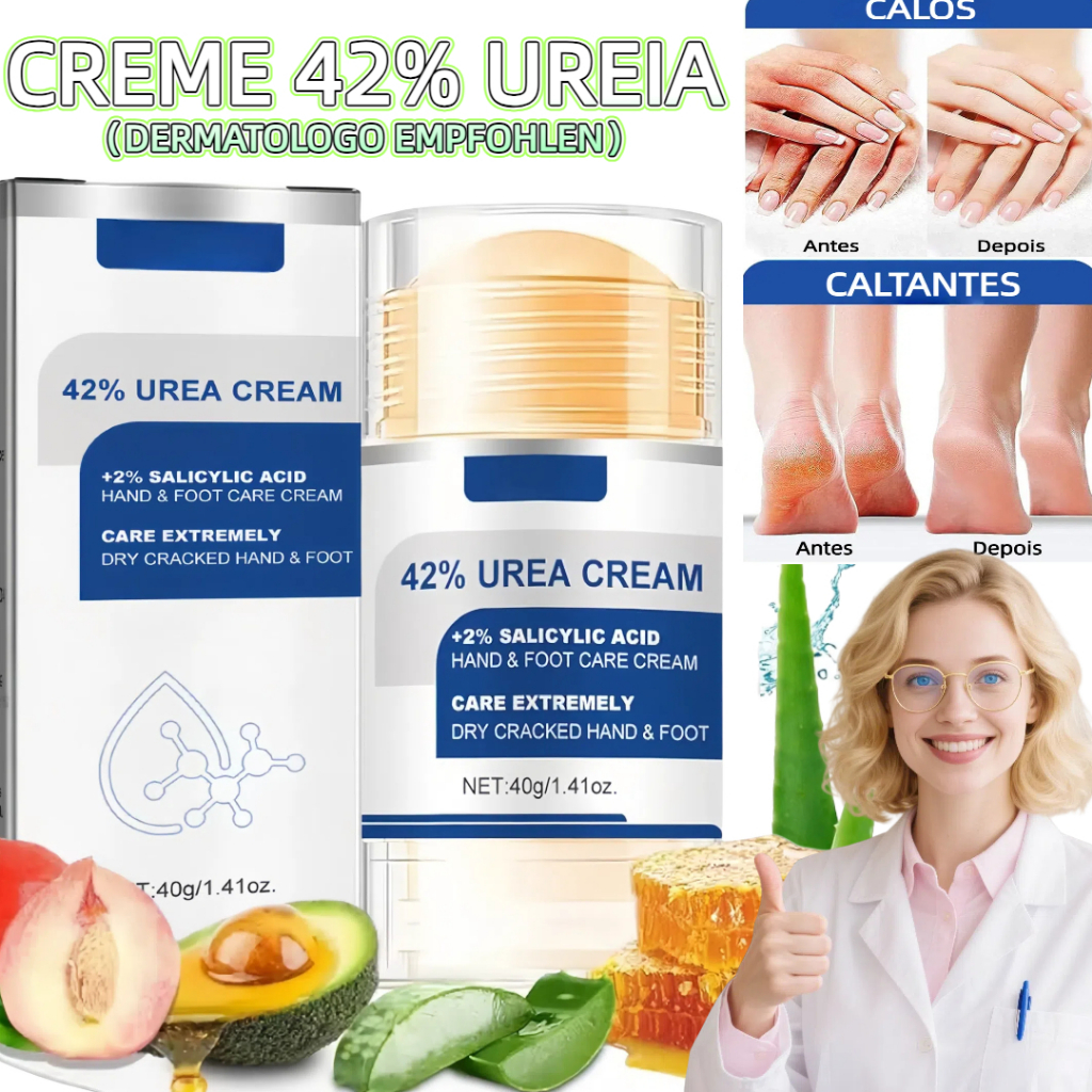 40g Tratamento Intensivo 42% Creme para Pés Secos Ureia Aloe Vera Esfoliante Suave Anti-Rachaduras e Ultra Hidratação em Oferta na Shopee