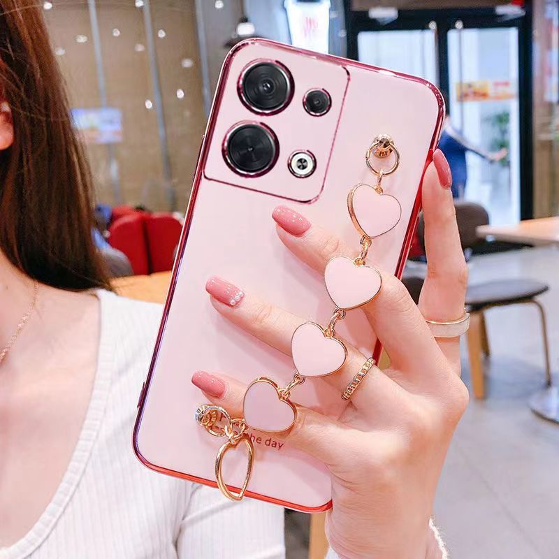 capinha Redmi 15C Galvanizado Capa De Telefone Pulseira Em Forma De Coração