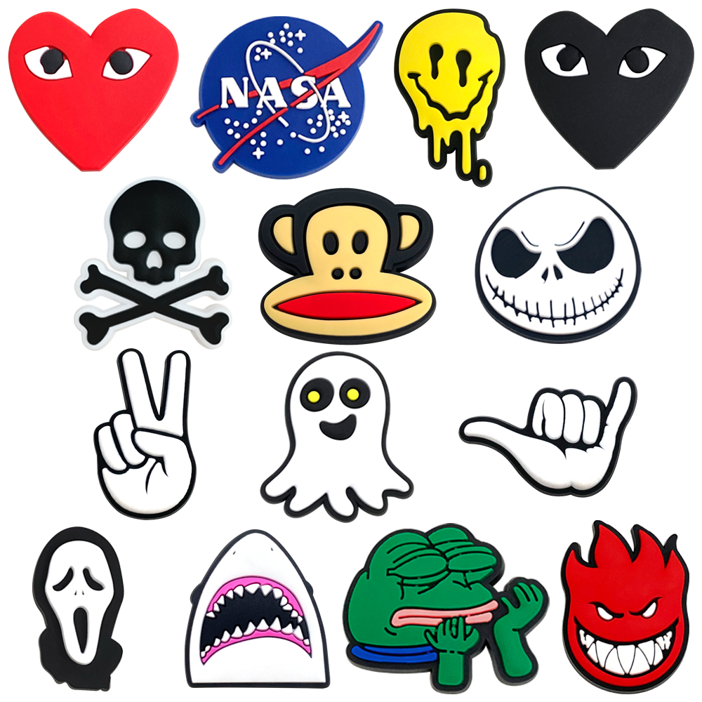 MEIDJ Encantos De Sapato 14 Moda Usar Acessórios Engraçados Decorações De PVC Com Botão