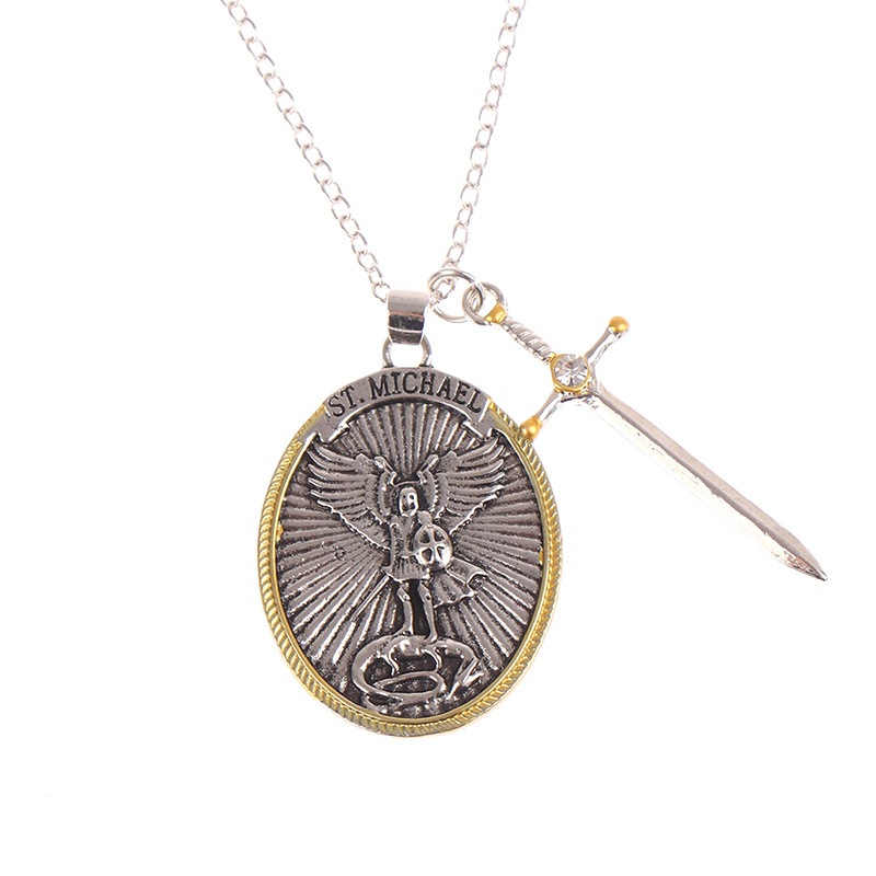 Pingente De Colar Com Medalha De Espada Cruzada De São Miguel , O Arcanjo-Escudo Da Fé-Efésio 6 : 10-Católico