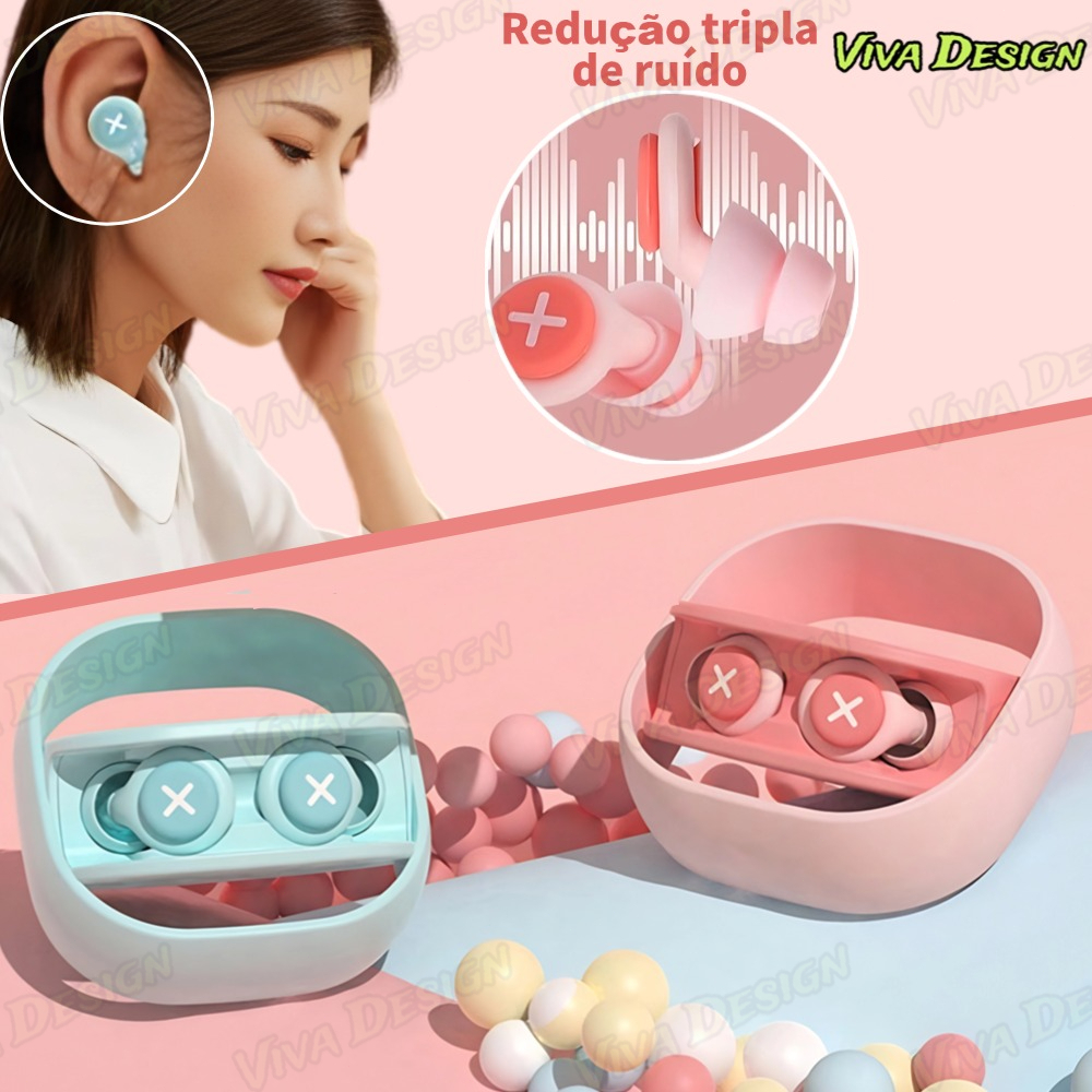 Imagem Tampões Auriculares De Silicone Isolamento Acústico Redução De Ruído Com Esponja Macia Protetor Auricular