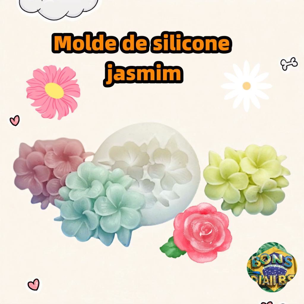 Molde de silicone Flor de Jasmim/flores de cerejeira forma para velas de flores biscuit gesso resina sabonete