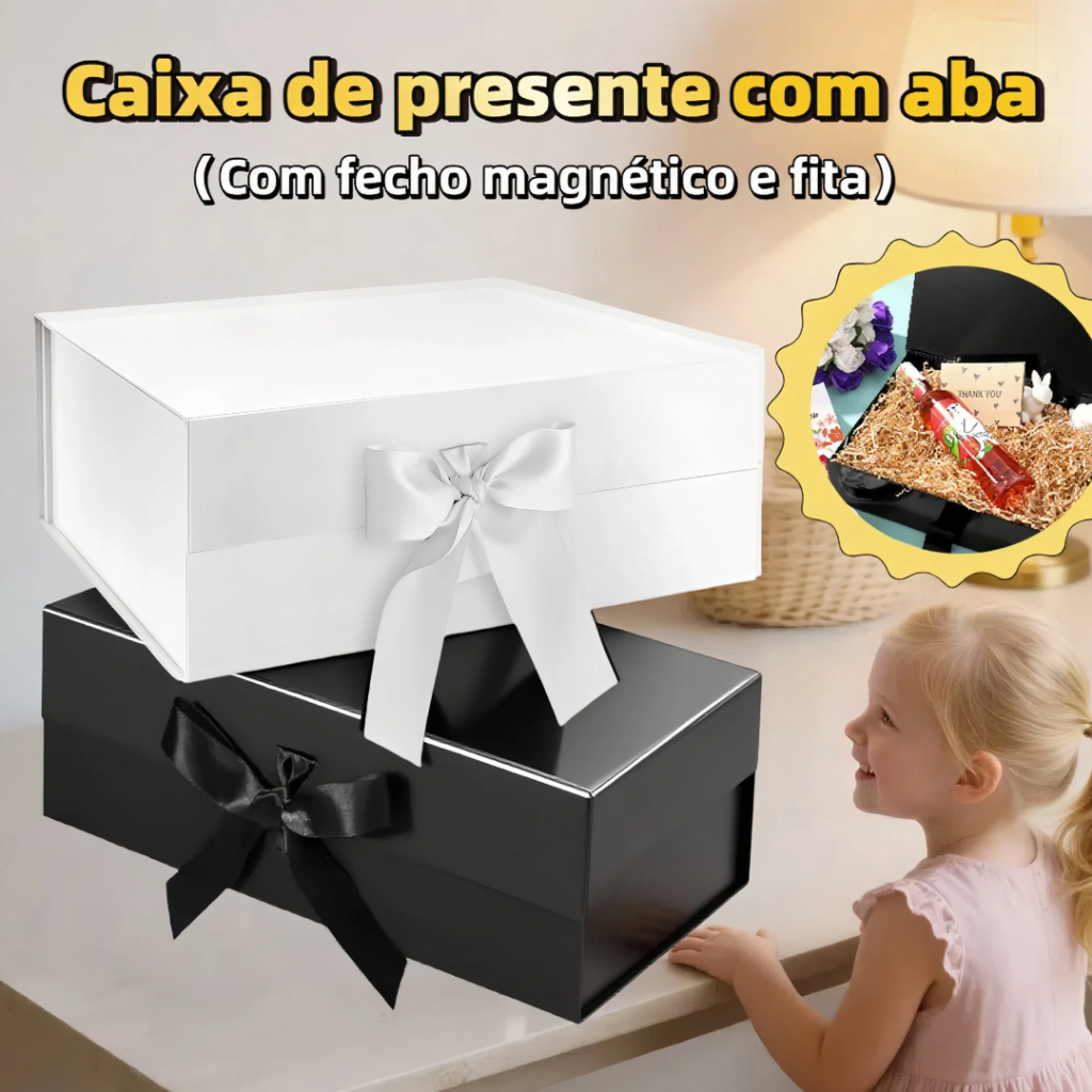 MEDOOSI Caixa Presente Imã/ Magnética Dobrável com Laço Fita Cetim  - Rígida para Joias/Doces/Lembrancinhas em Oferta na Shopee