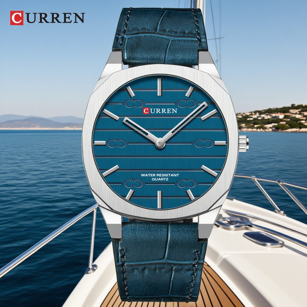 CURREN Relógio Masculino Moda Casual Pulseira De Couro PU Simples Ultrafino Mostrador Pequeno Negócios Ao Ar Livre Fotog em Oferta na Shopee