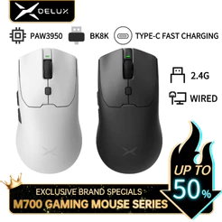 DELUX M700 SERIES PAW3950/PAW3395 26000/30000DPI 1000HZ/8000Hz 50G ACC Mouse Para Jogos Sem Fio Programável 59g Leve Com