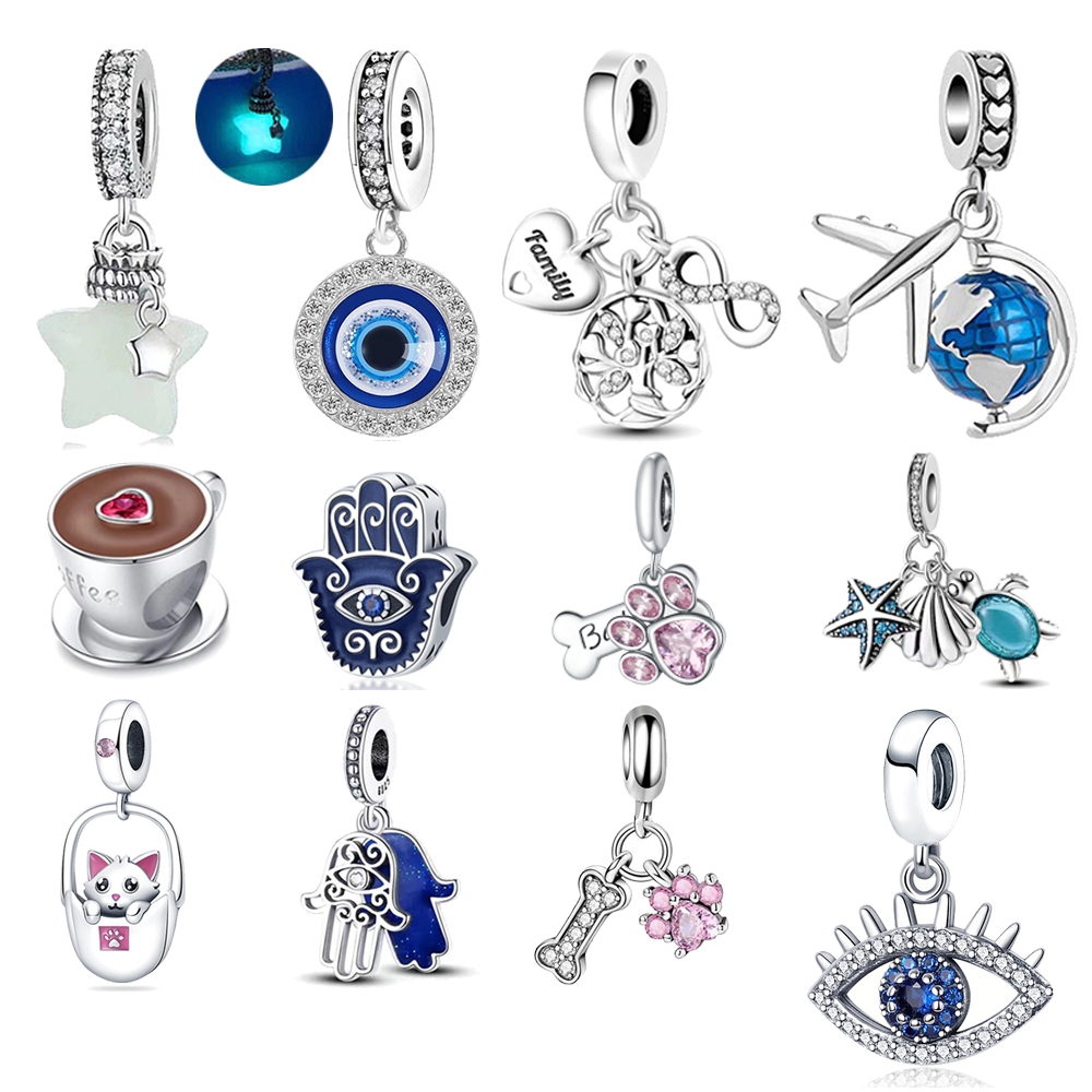 Berloque 925 Prata Encantamentos Clássicos Dangles Balloon Coffee Charm Fit Bijuteria Bracelet