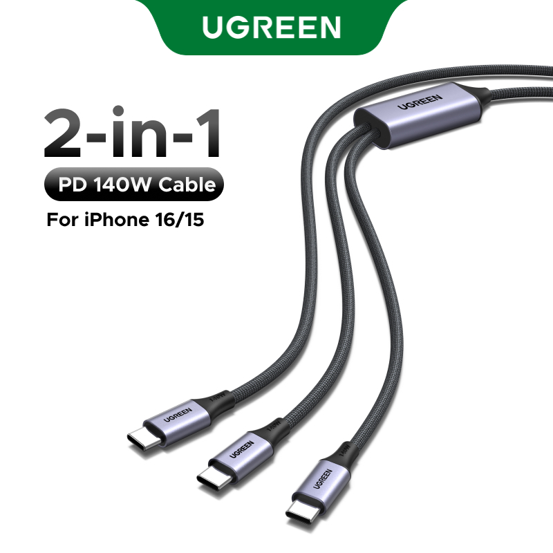 UGREEN 140W 2 Em 1 USB C Para Cabo 1.5M/2M iPad Pro 2024 iPhone 16 Max Samsung S25 Ultra em Oferta na Shopee