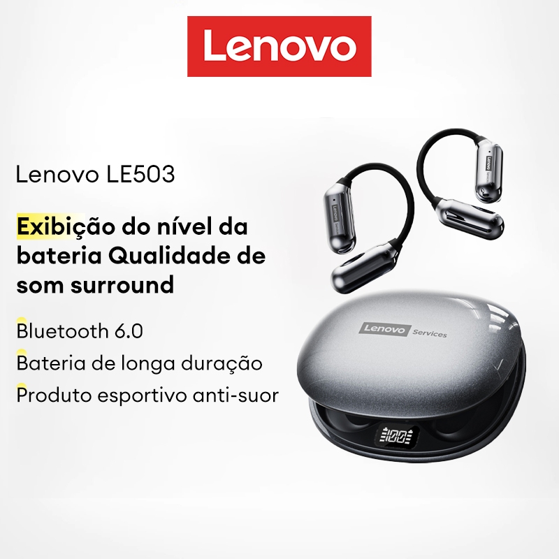 Lenovo LE503 Fones De Ouvido TWS Esportivos Sem Fio LED Display Digital HiFi Estéreo Com Redução De Ruído em Oferta na Shopee