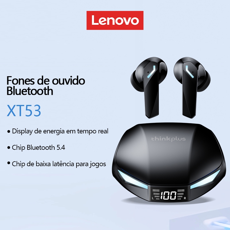 Lenovo XT53 Fones De Ouvido Bluetooth 5.4 Com Display de Bateria Cancelamento de Ruído IPX5 À Prova D'água