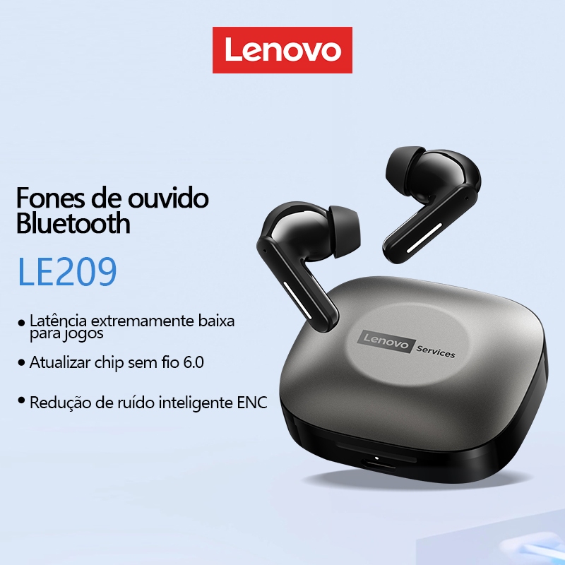 Lenovo LE209 Fones De Ouvido Bluetooth Cancelamento de Ruído Pop-Up IPX5 À Prova D'água Modo Game Baixa Latência