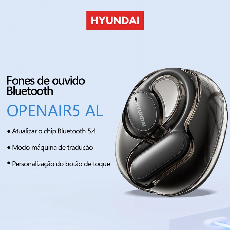 Hyundai OpenAir5 AI Fone De Ouvido Bluetooth 5.4 Tradutor de Voz Som Surround Hi-Fi 200mah Bateria em Oferta na Shopee