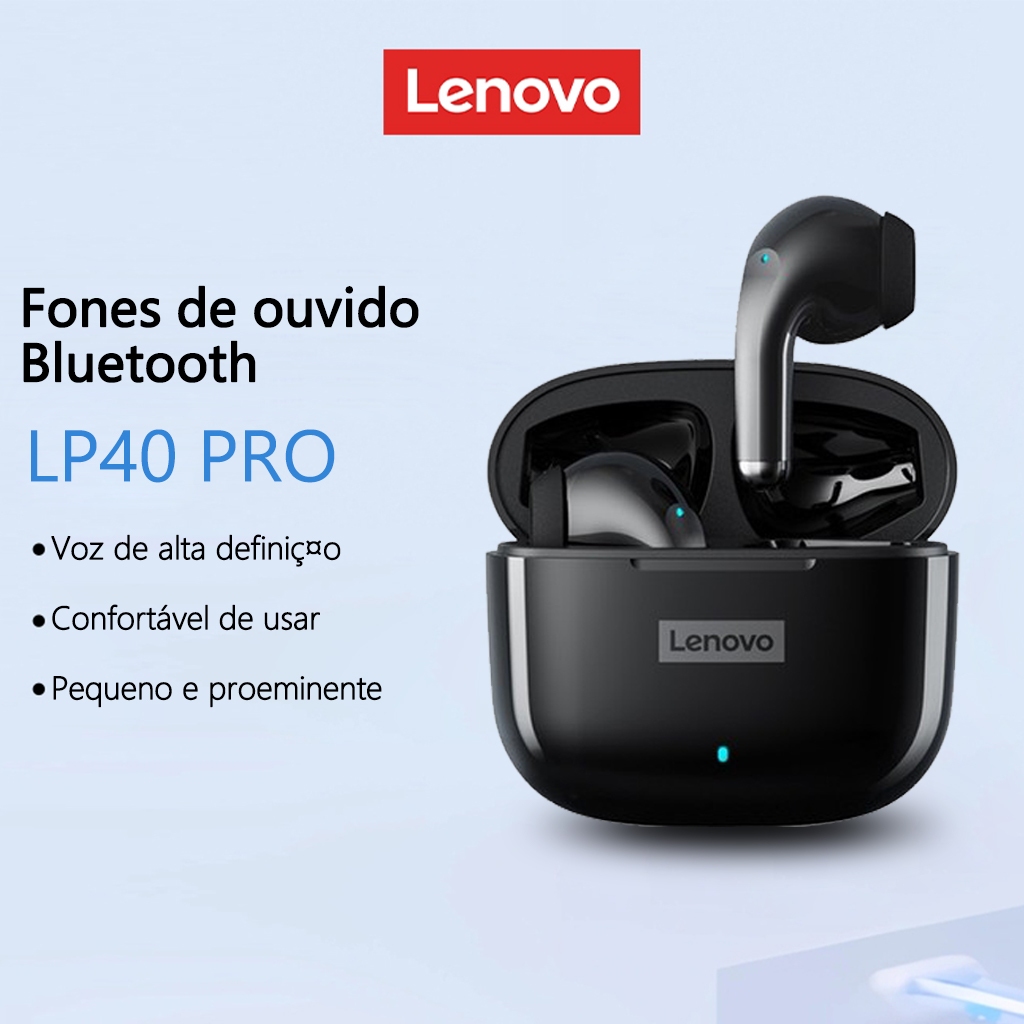 Lenovo LP40 Pro Fones de Ouvido Bluetooth com Redução de Ruído para Esportes Jogos de Baixa Latência