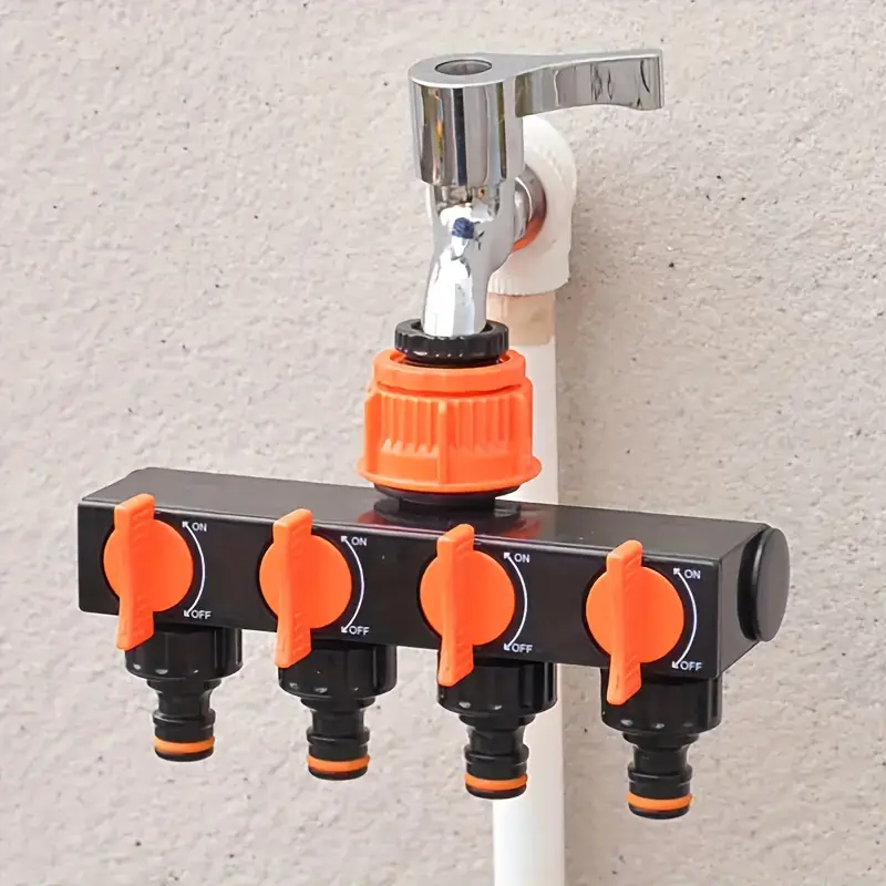 Distribuidor de Mangueira de Jardim de 4 vias com 4 Interruptores Separados