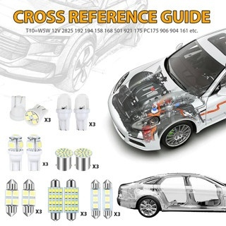 42 peças Kits de luz Interior led branco para carro com luzes de mapa led, luzes de teto, luzes de placa de licença, luz