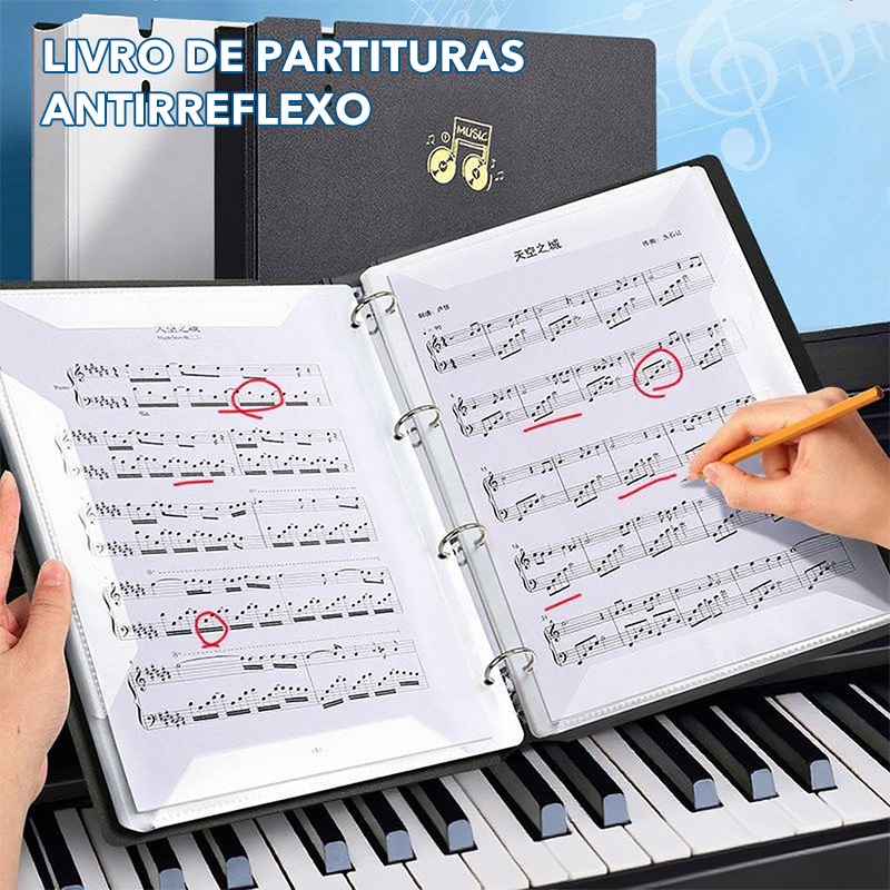 Pasta de partituras de piano A4 grossa, pasta de partituras de piano, pasta de partituras musicais, pasta de partituras em Oferta na Shopee