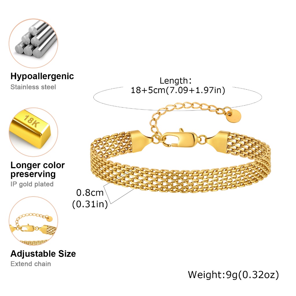 Pulseira De Corrente Cuban De Malha Em Forma De Vnox Para Mulheres E Homens, Pulseiras Aço Inoxidável Dourado Moda · foto 2