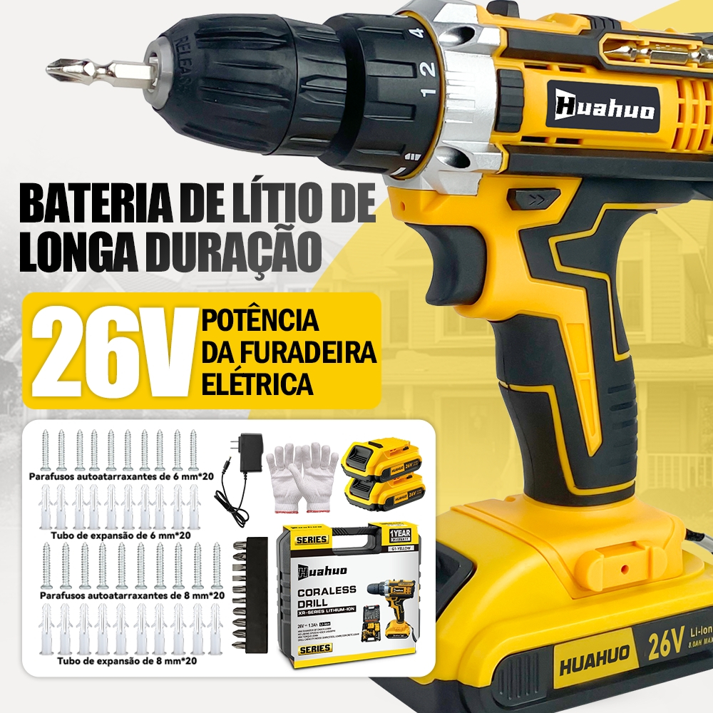 Furadeira Parafusadeira Furadeira e Parafusadeira a Bateria Parafusadeira 26/21/16 v 2 bateria