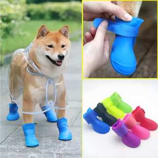 Kit 4 Sapato para Cachorro Gato Pet Bota de Borracha Impermeável Antiderrapante Botinha a Prova D'água Protetor em Oferta na Shopee