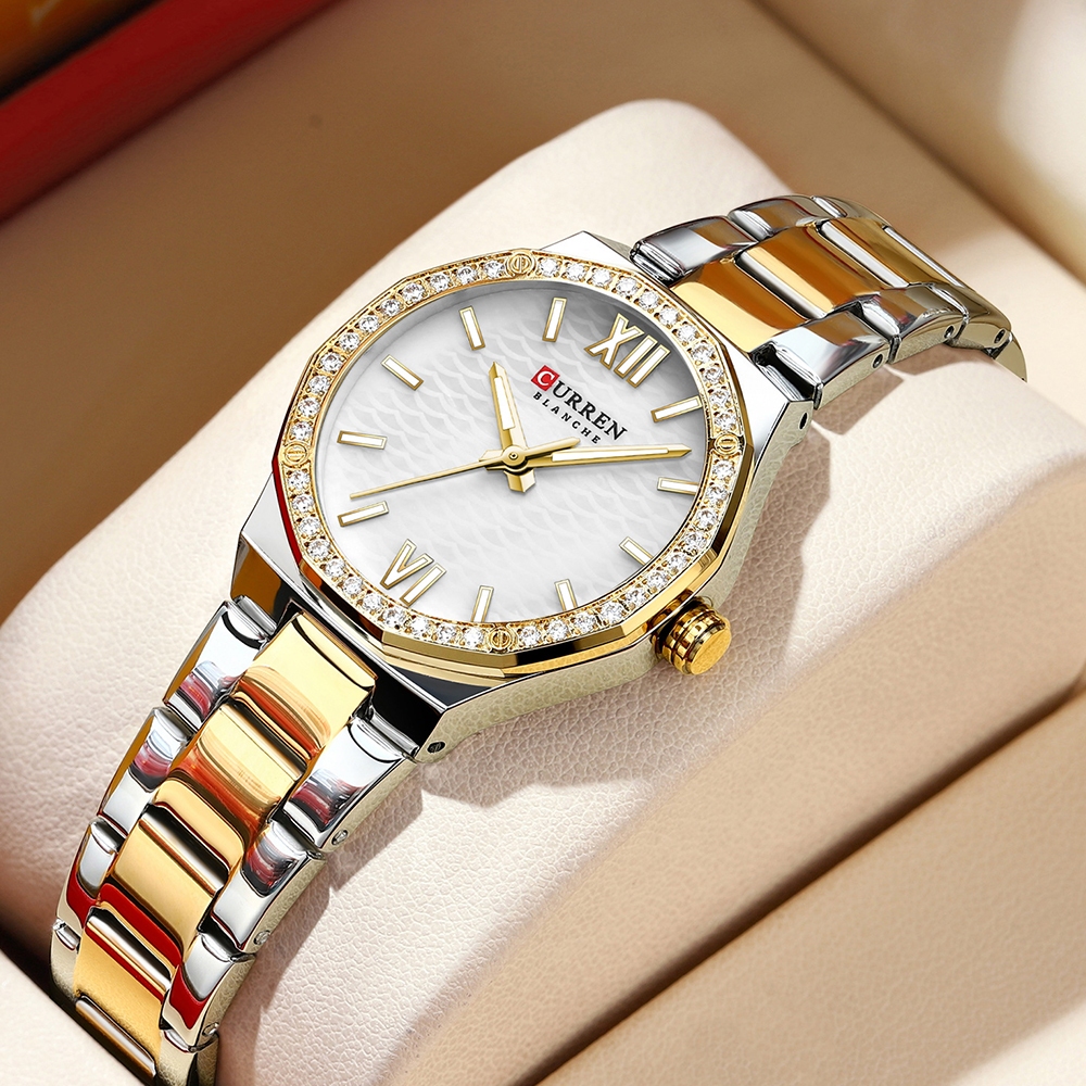 Relógios Femininos : CURREN Marca Autêntica Pulseira De Aço Inoxidável Elegante