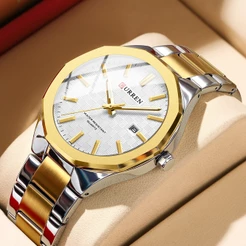 CURREN Marca Relógio Masculino Elegante Simples Pulseira De Aço Inoxidável Retro Padrão Dial Casual Negócios Ao Ar Livre