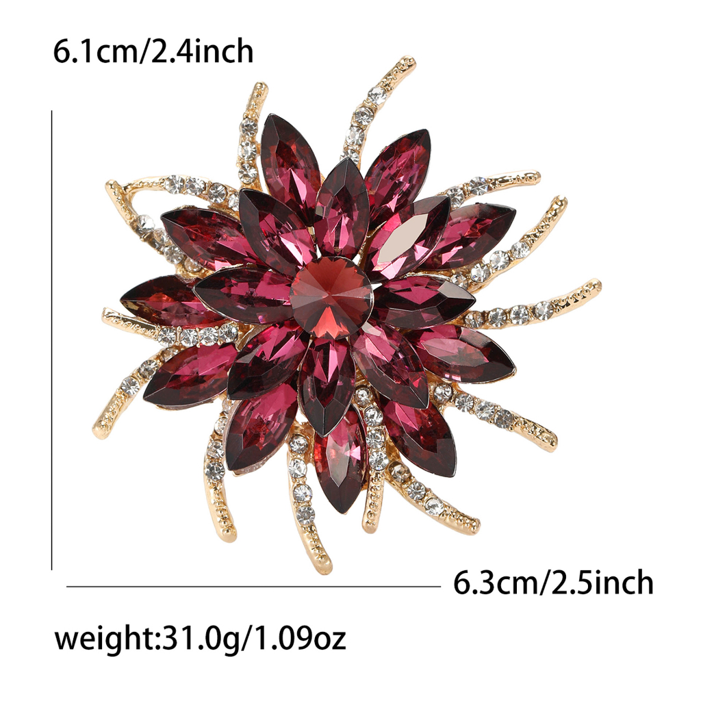 Broche de flor de strass de alta qualidade, roupas criativas requintadas, joias corpete